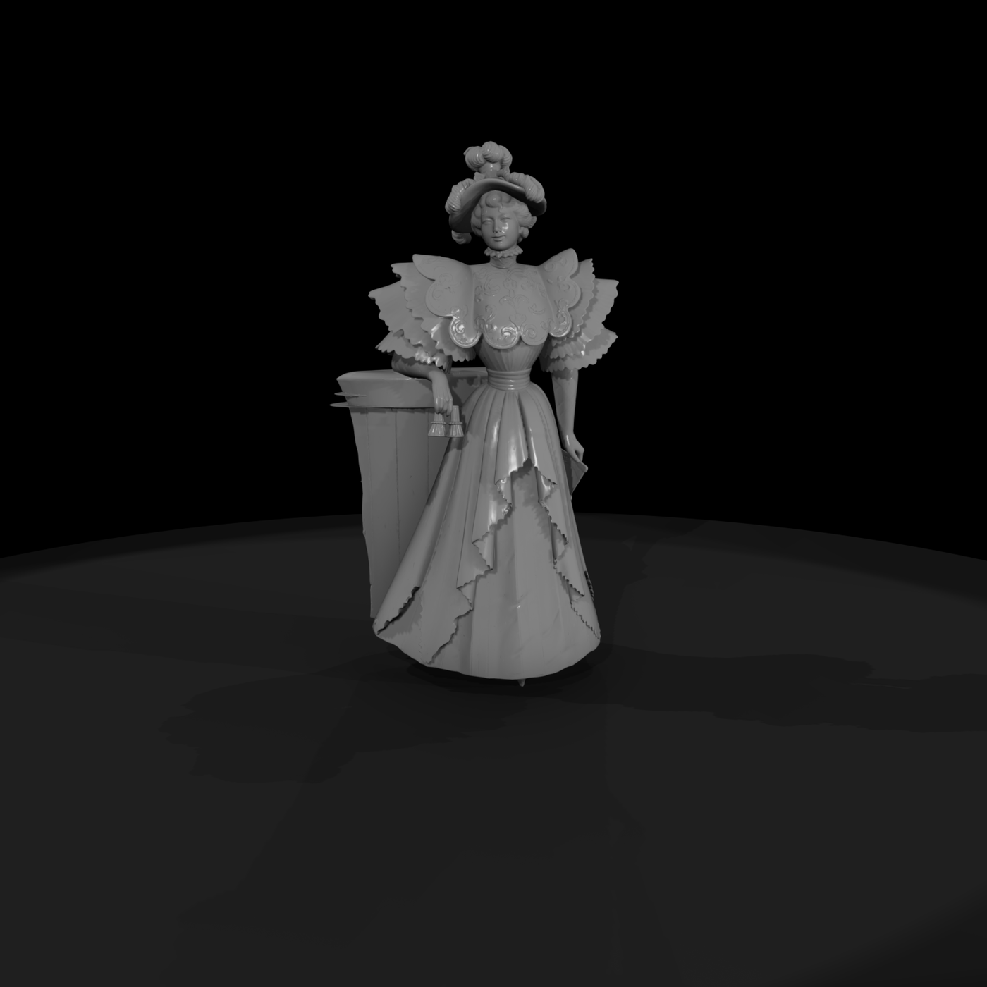 Edwardian Lady in Ruffled Gown