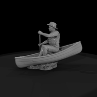 Wooden Canoe with Paddler — thumbnail 5