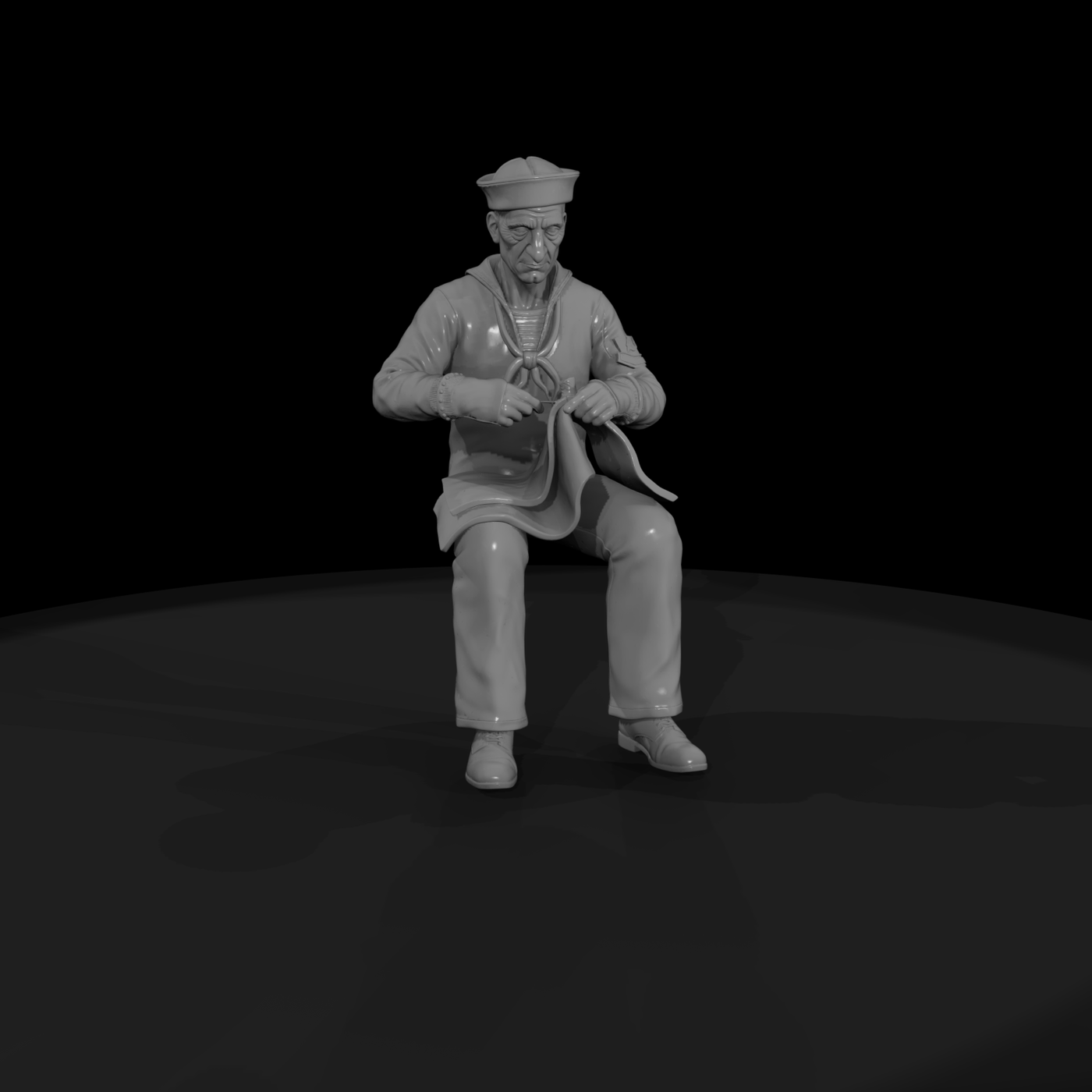 WWII US Navy Sailor Seated