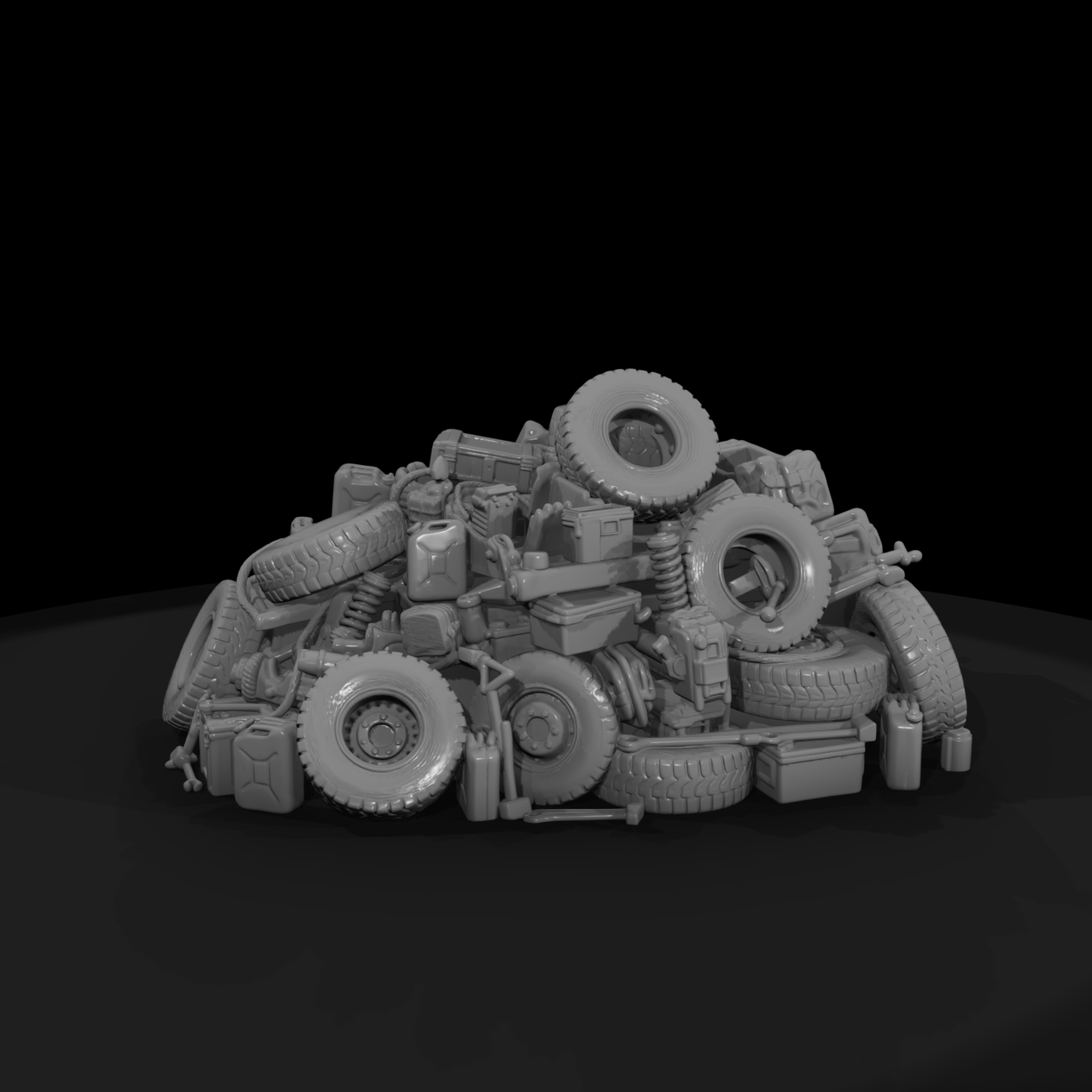 Mil 279 Modern Desert Tire Parts Pile