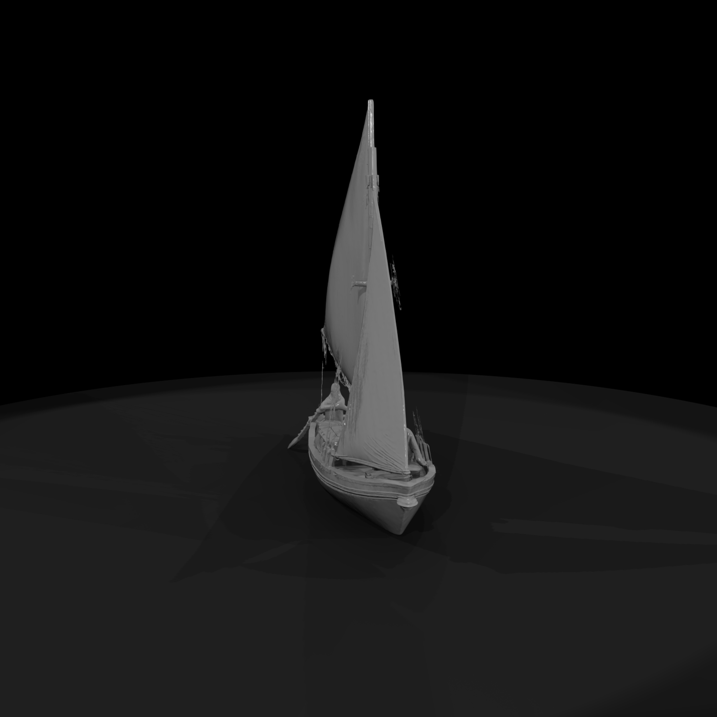 Stylized Sailboat with Crew