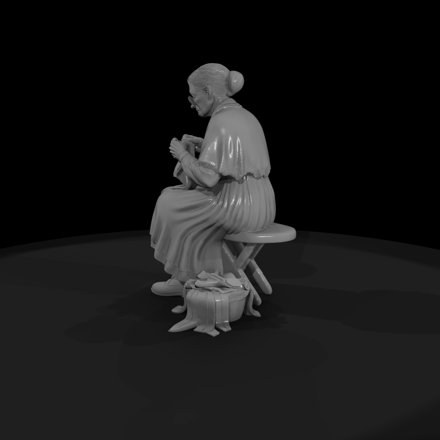 Seated Elderly Seamstress