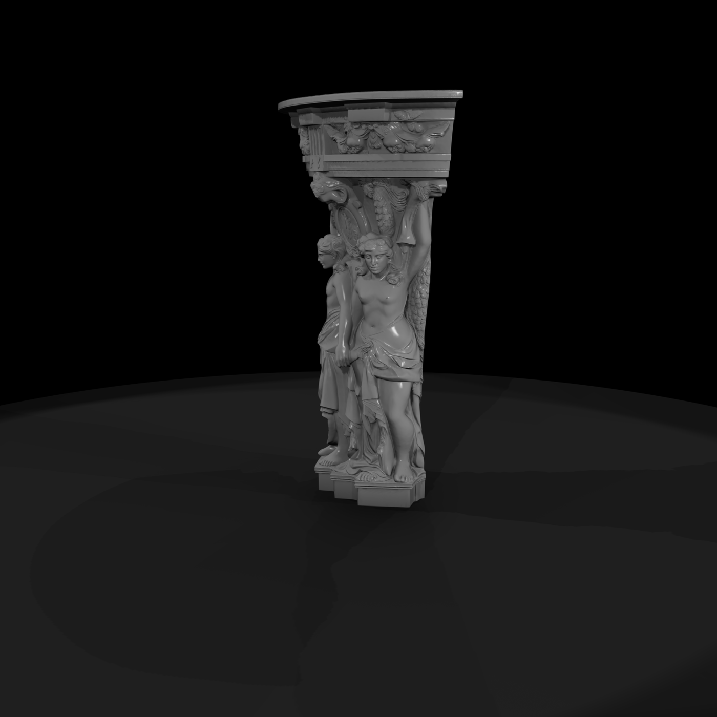 Neoclassical Caryatid Console Table Pedestal