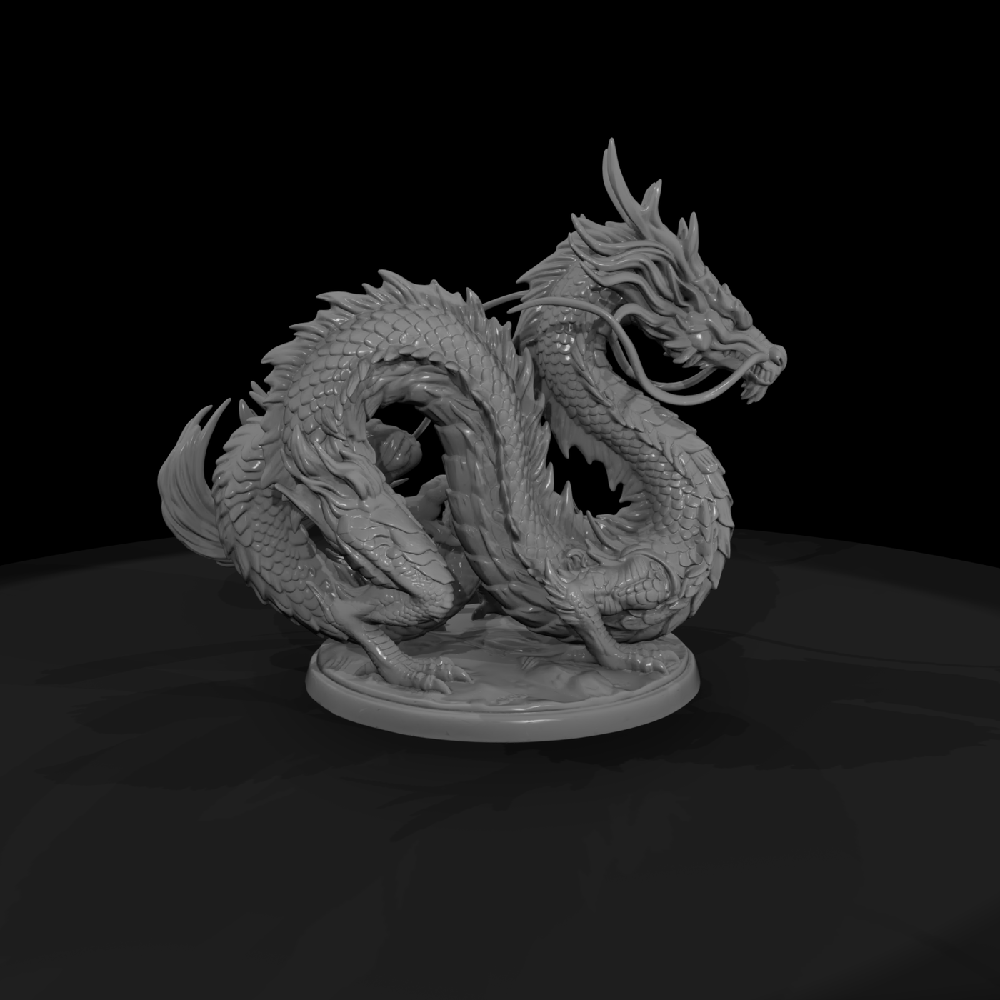 Serpentine Fantasy Dragon on Round Base