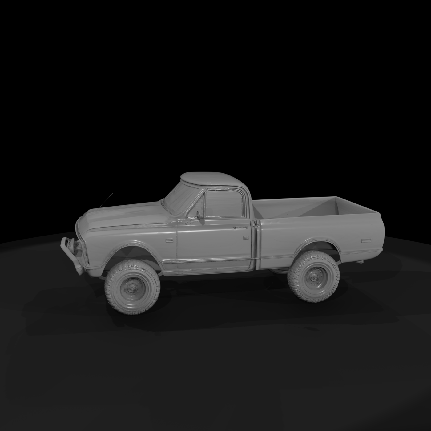 Untextured Lifted 1968 Chevy C10 Pickup 3D Model D