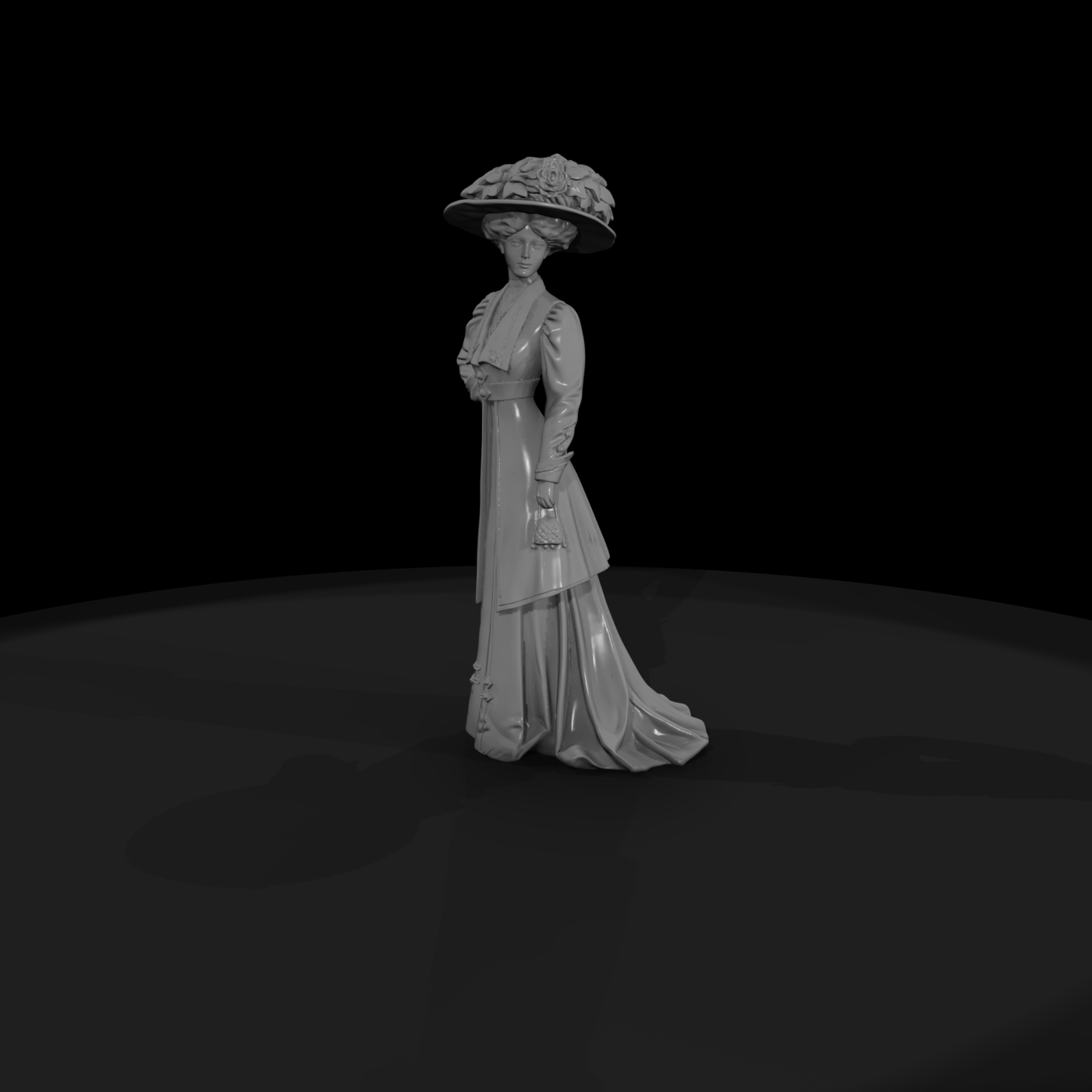 Edwardian Lady in Green Walking Dress