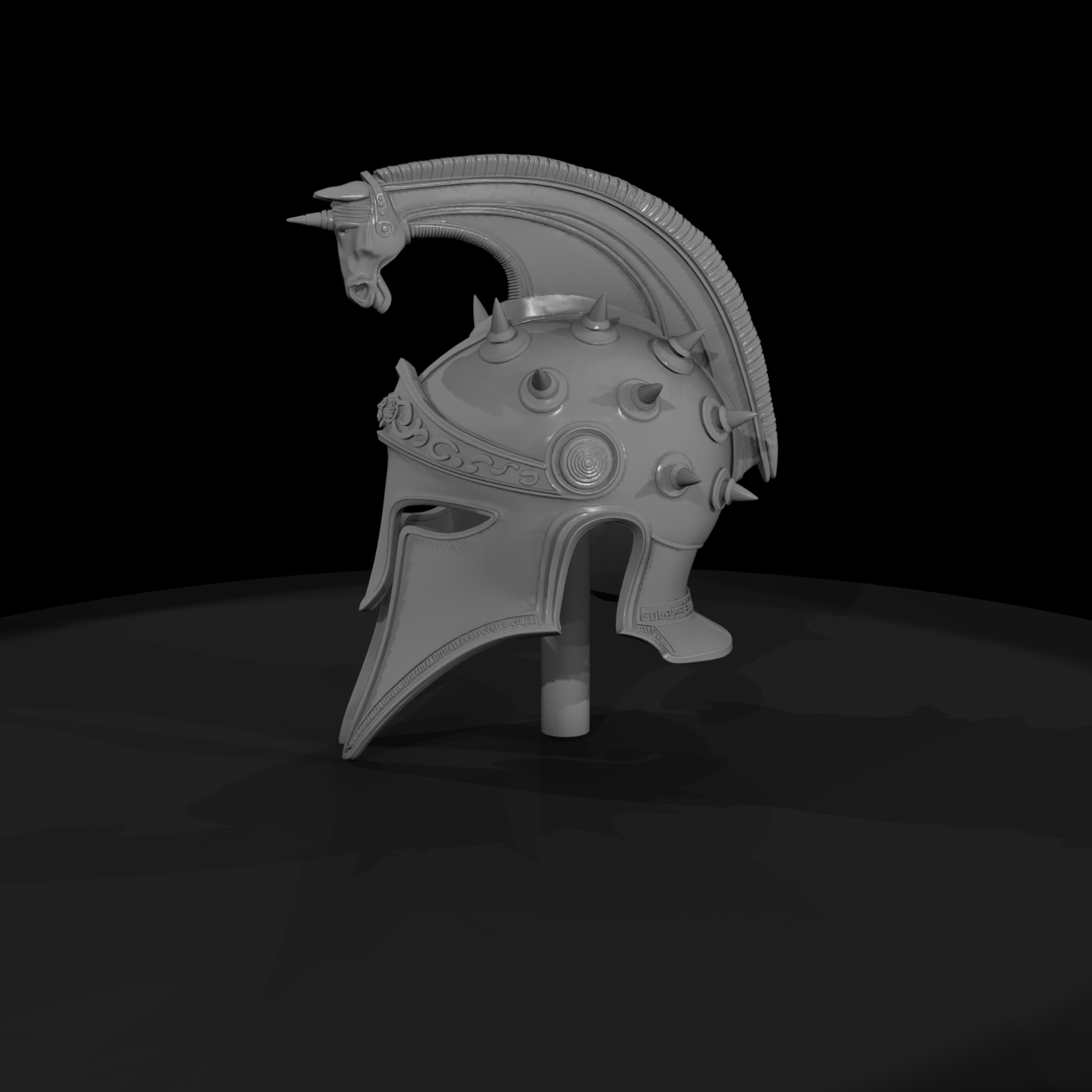 Stylized Hoplite Helmet with Horse Crest