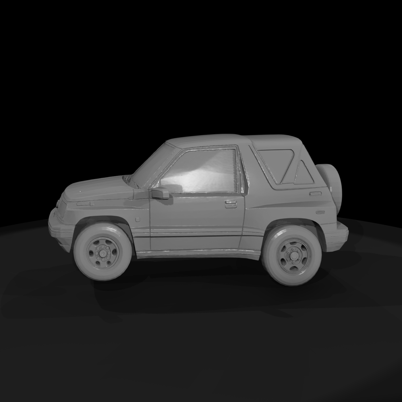 Flat Shaded Vintage 2 Door Compact Suv 3D Model 2C