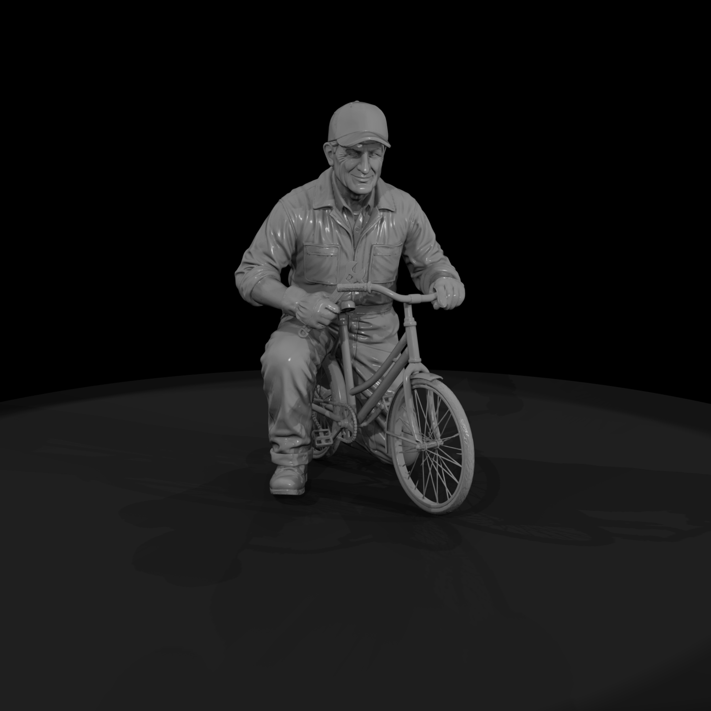 Elderly Man Riding a Bicycle