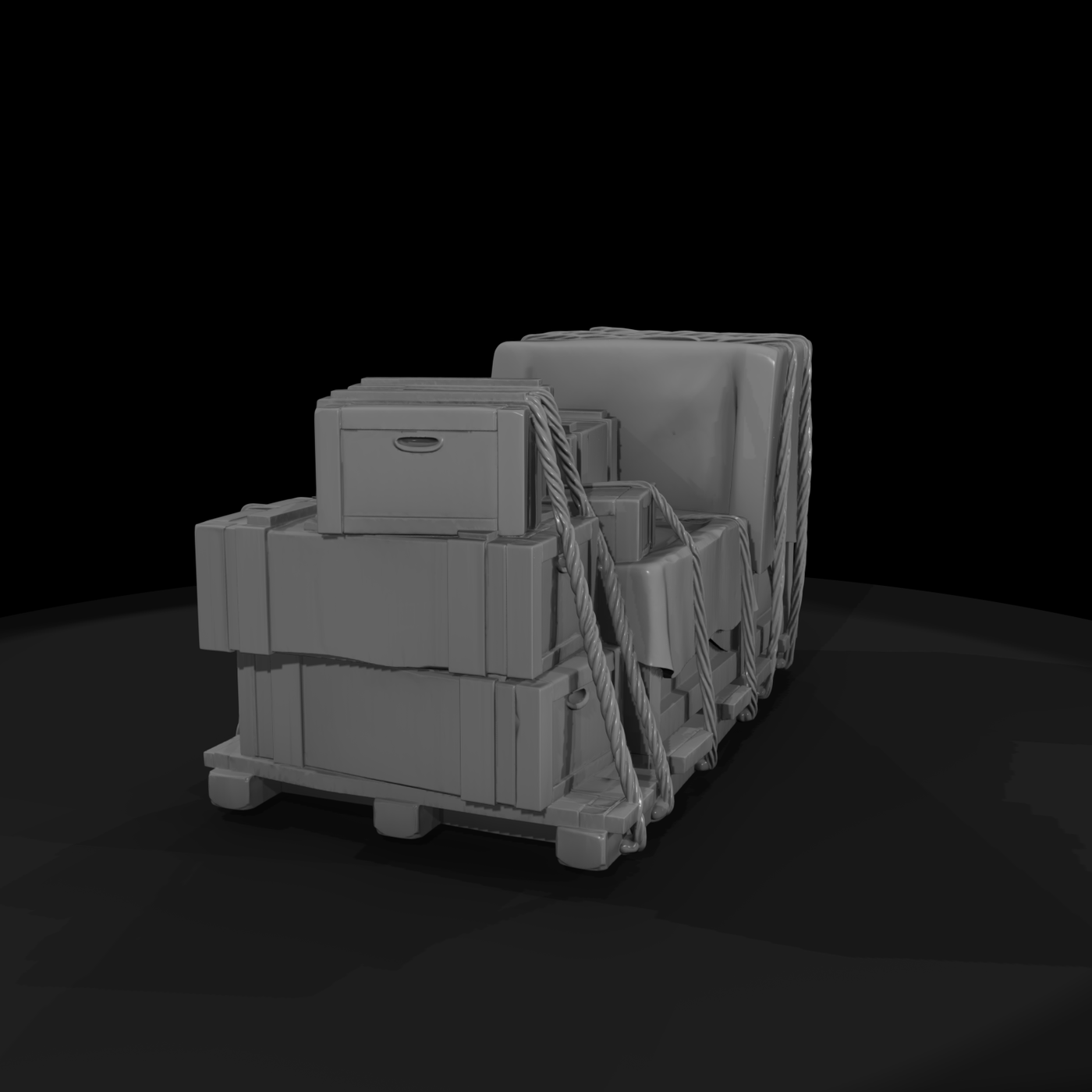 Stacked Cargo Crates on Pallet