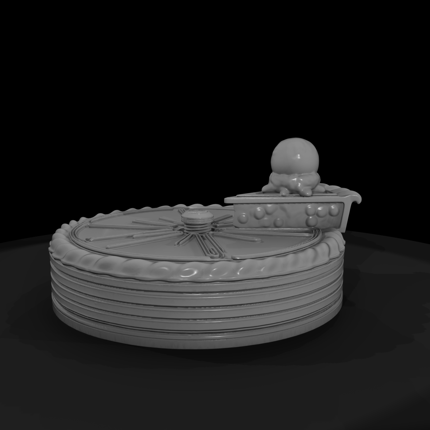 Stylized Pie Cake with Ice Cream Topper