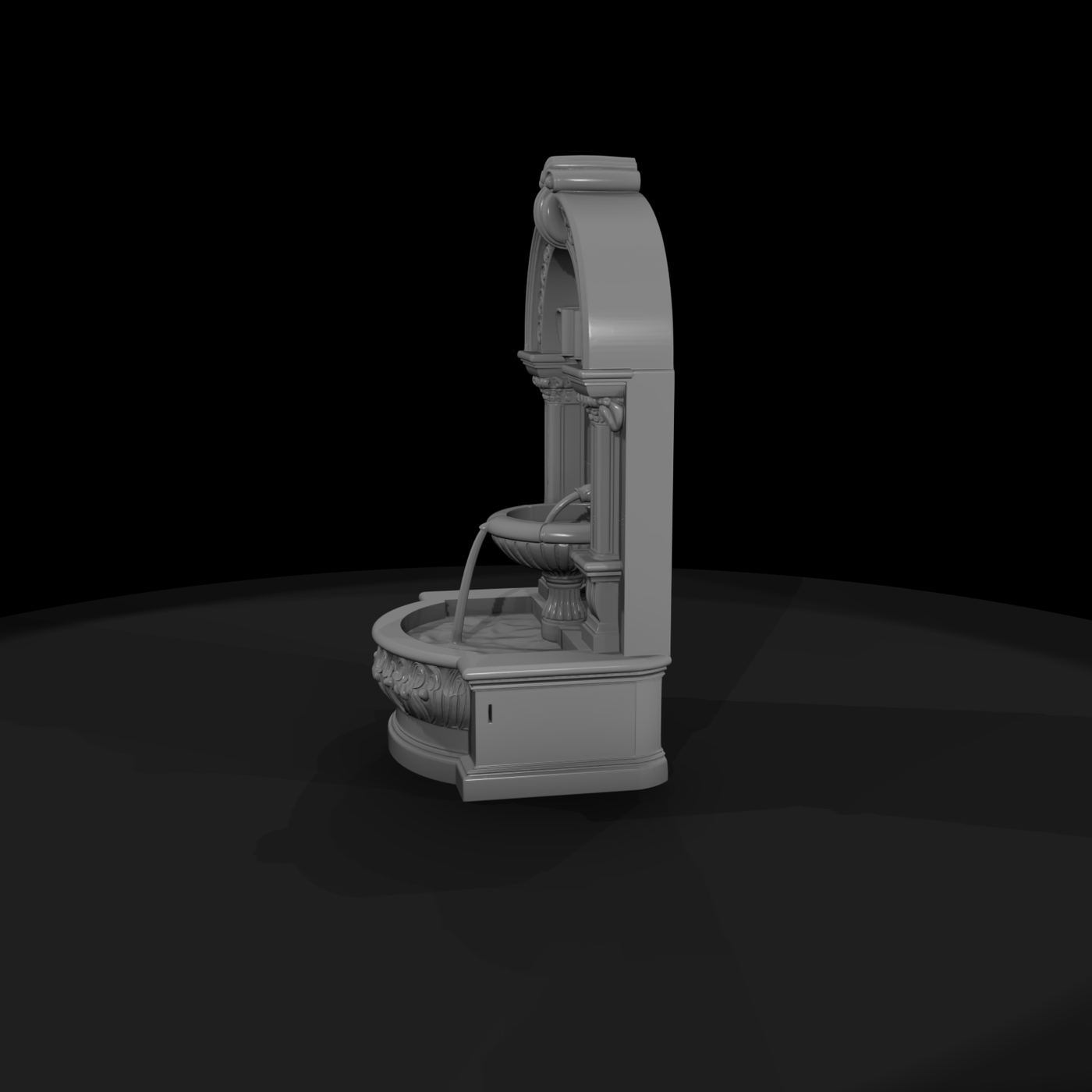 Baroque Ornate Wall Mounted Water Fountain 3D Mode