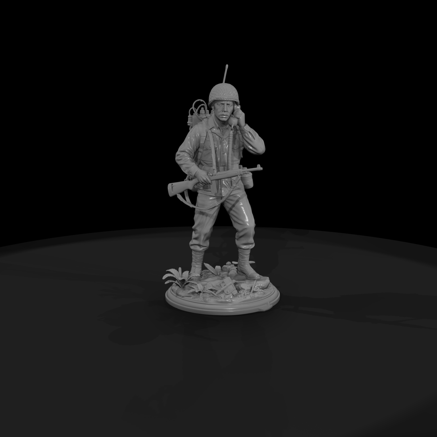 WWII Marine Radioman with Field Phone