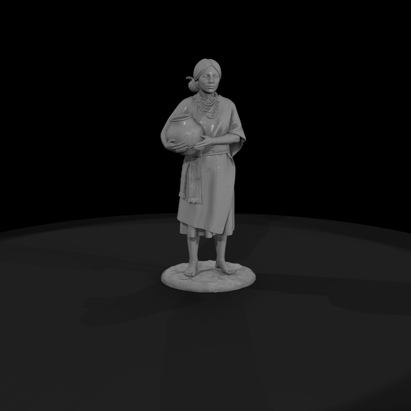 Pueblo Woman with Pottery Jar