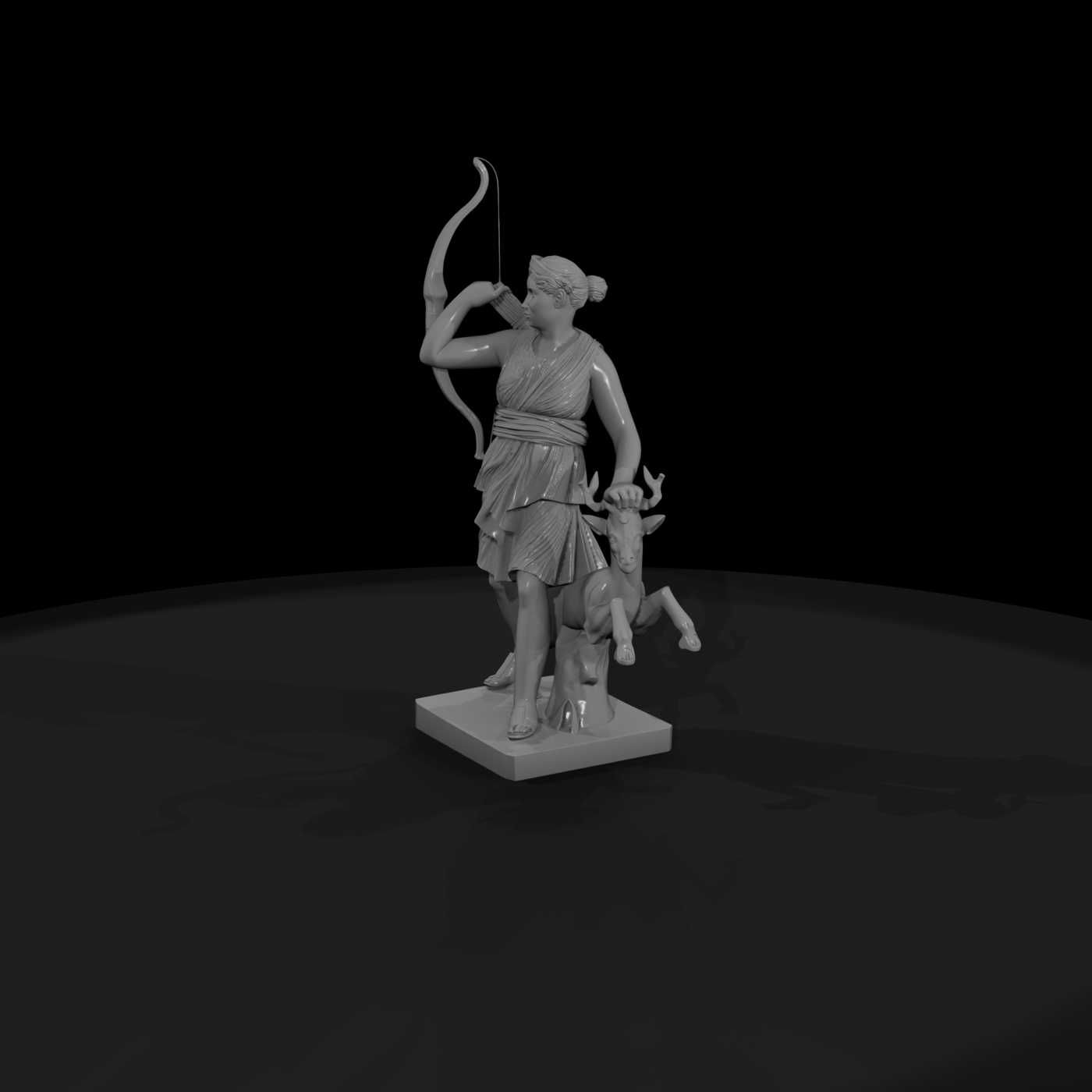 Neoclassical Artemis & Deer Statue