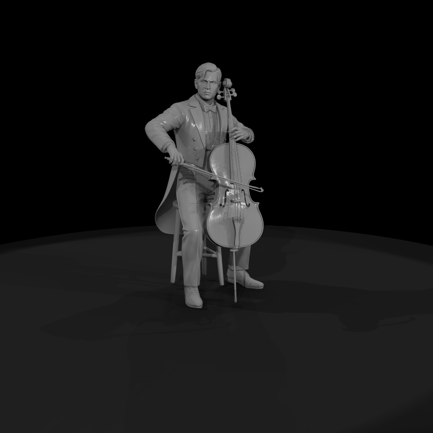 0182 Musician Cellist Seated