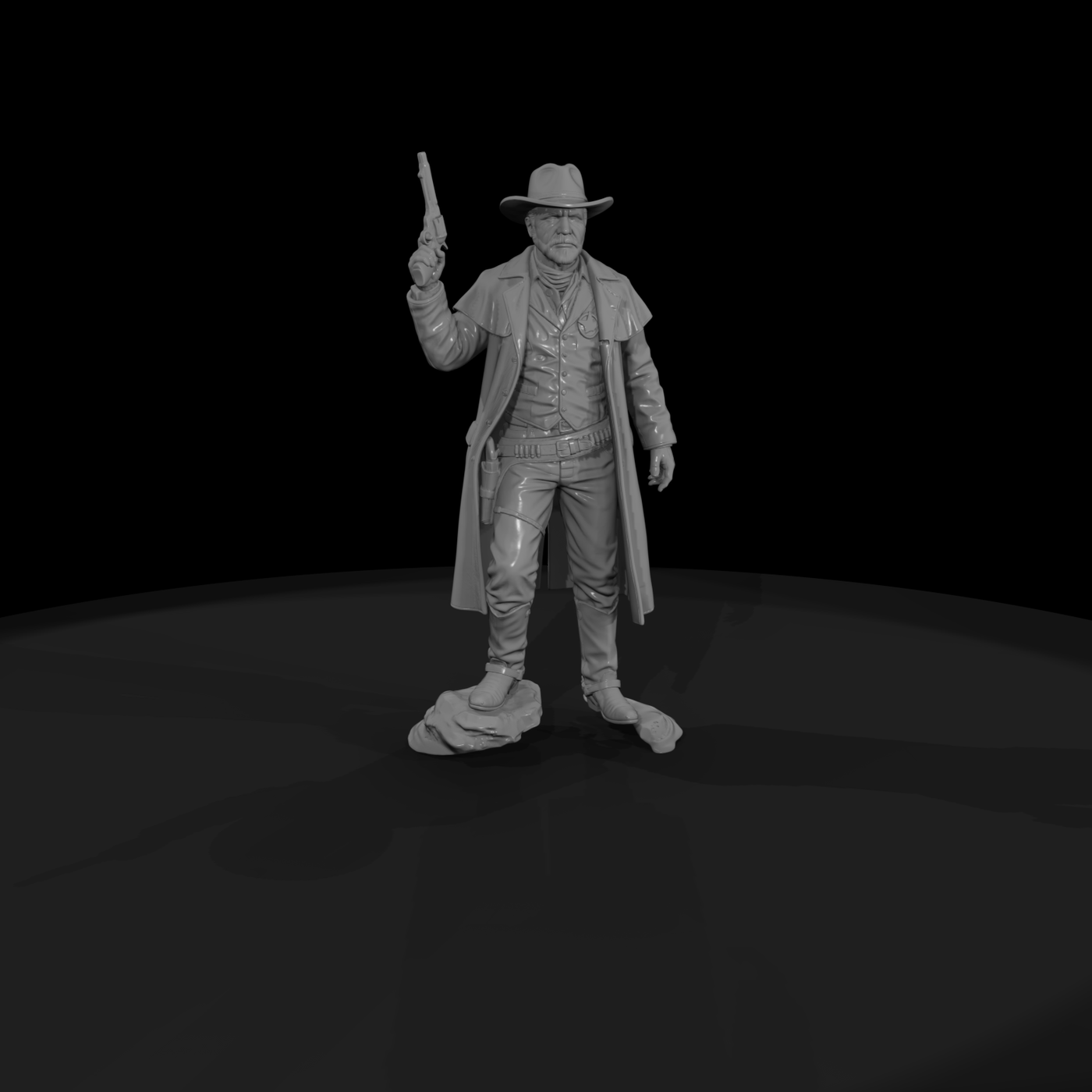 Old West Lawman with Raised Revolver