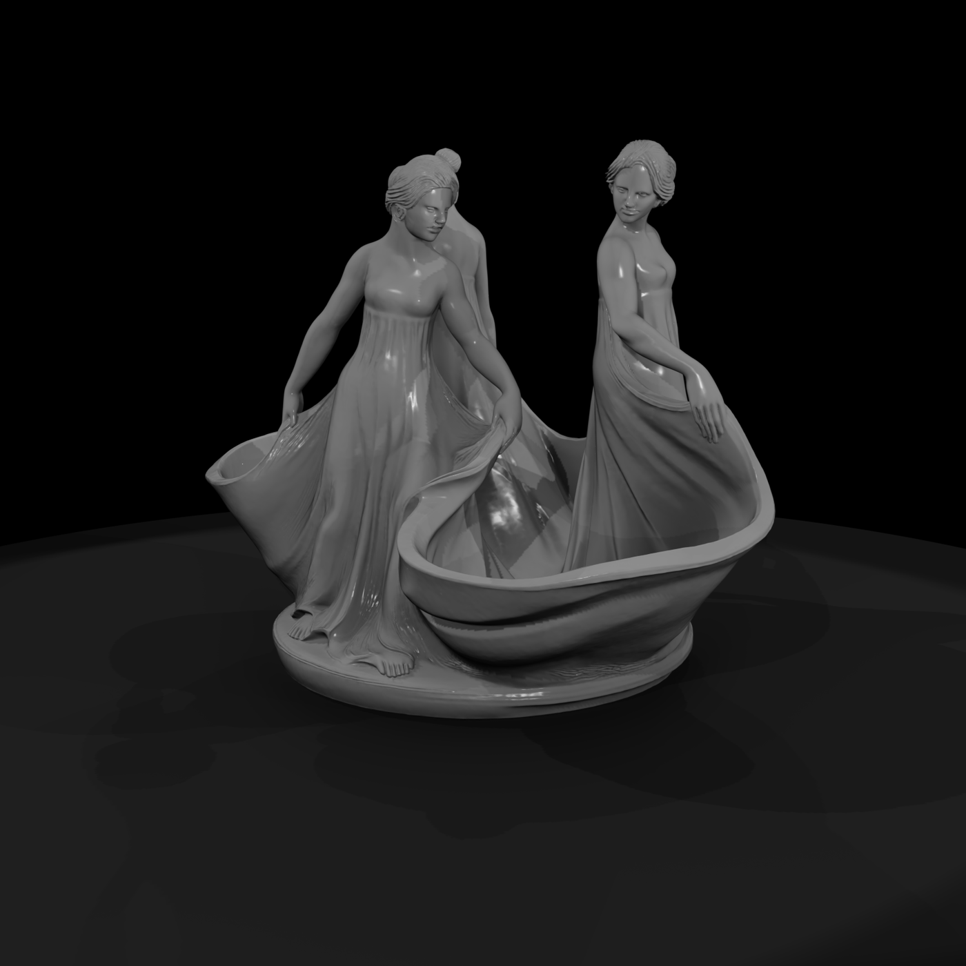 Three Draped Women Centerpiece — Statue