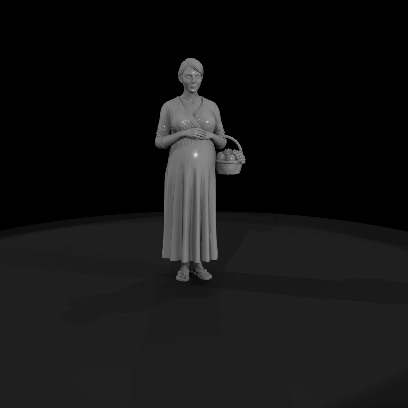 Pregnant Woman with Fruit Basket