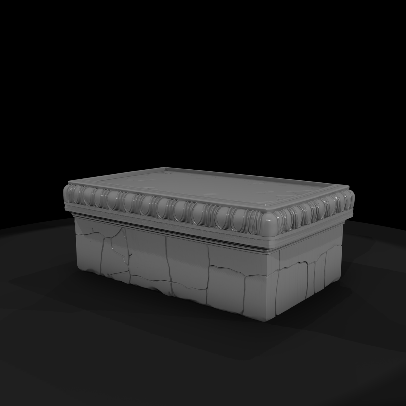 Weathered ancient sarcophagus lid