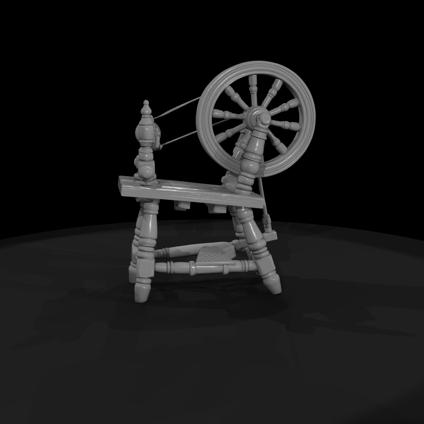 Antique Wooden Spinning Wheel
