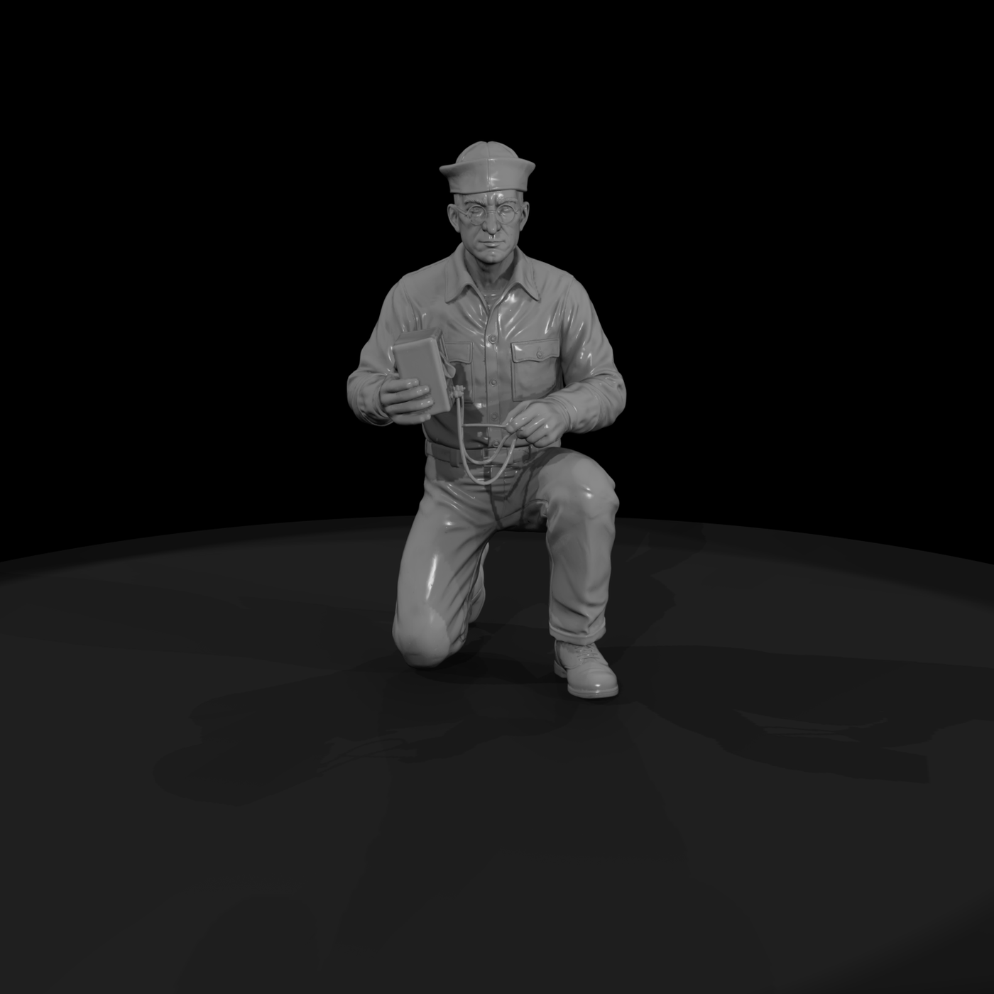 WWII US Navy Sailor Kneeling