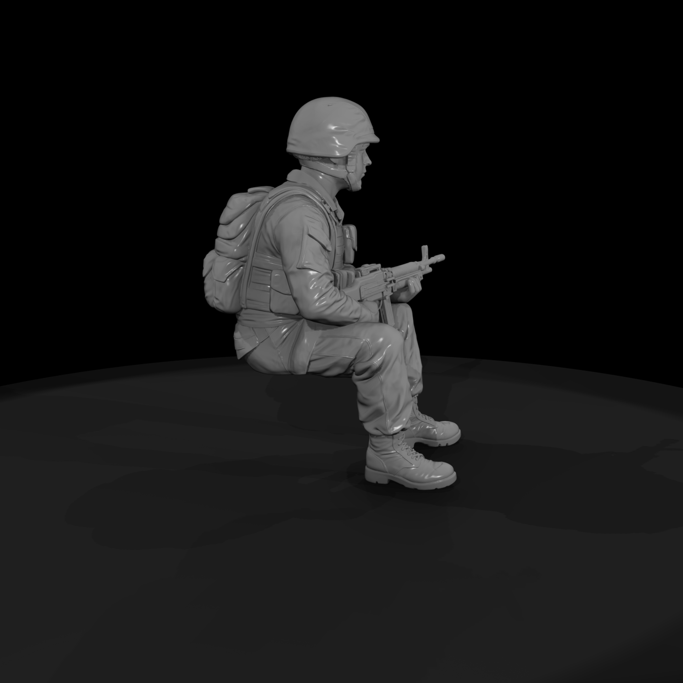 Seated Modern Marine with Radio