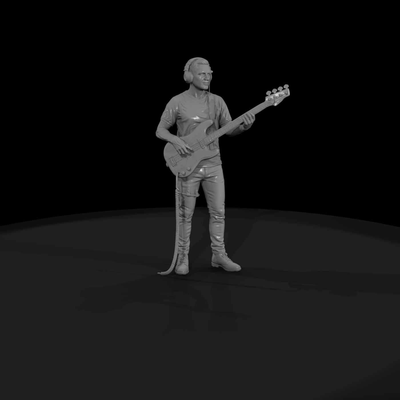 Studio Session Bassist with Headphones
