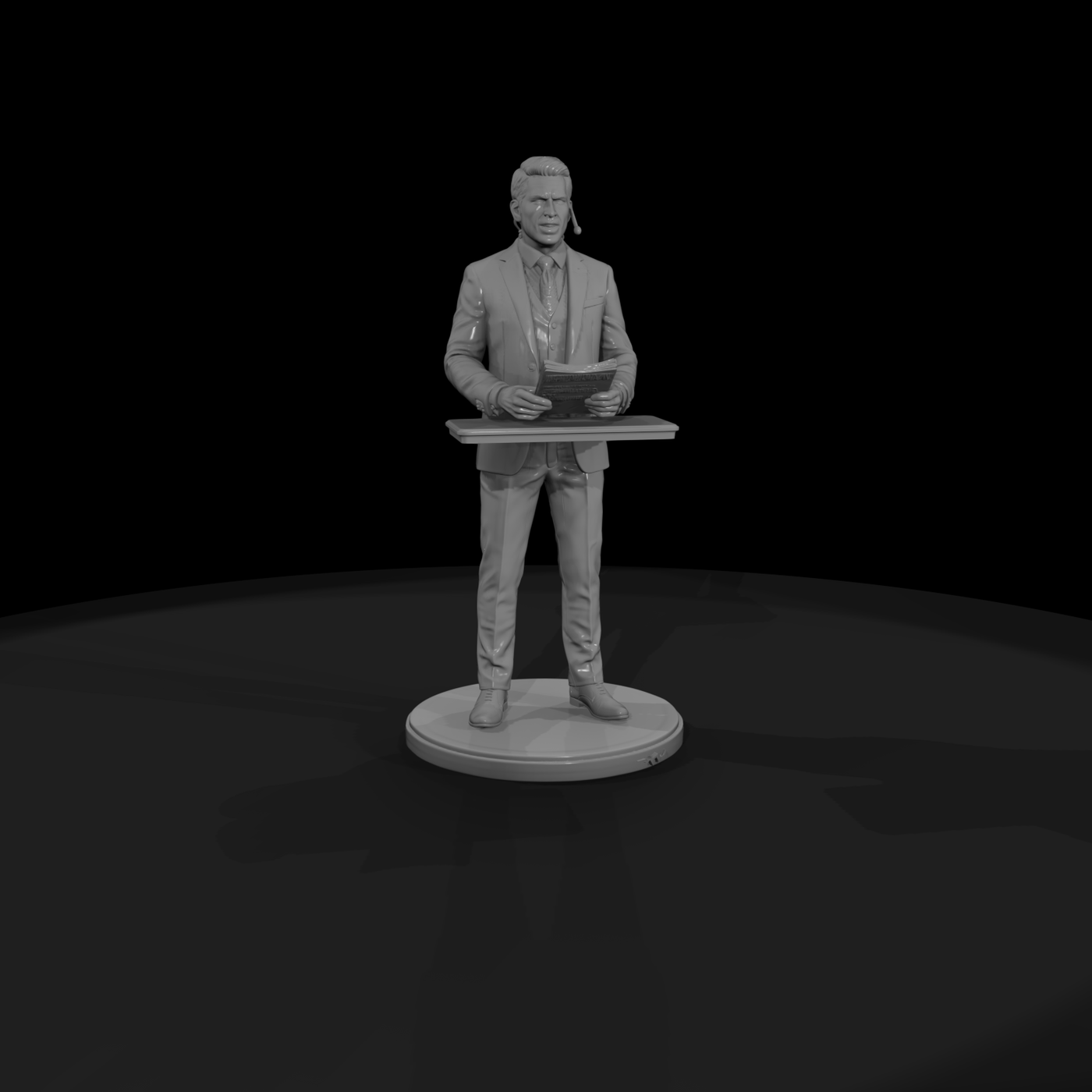 News Anchor at Broadcast Lectern