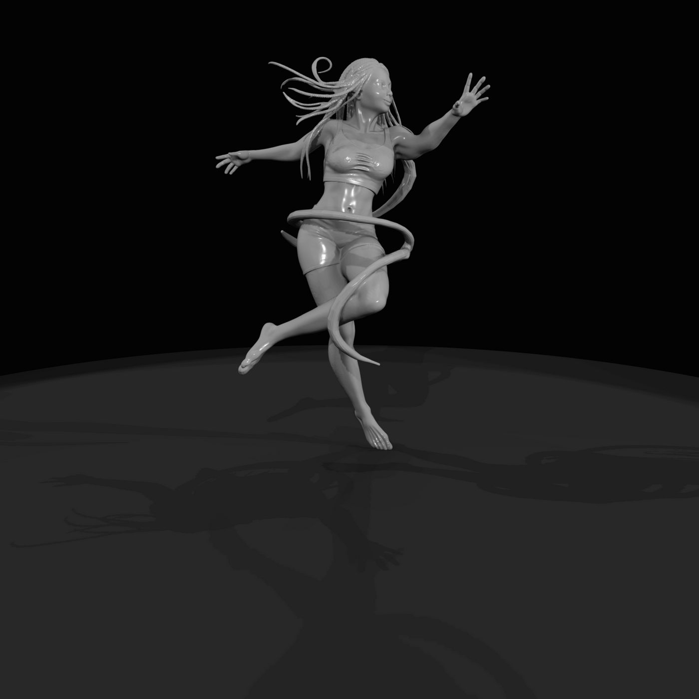 Ribbon Dancer in Mid-Spin