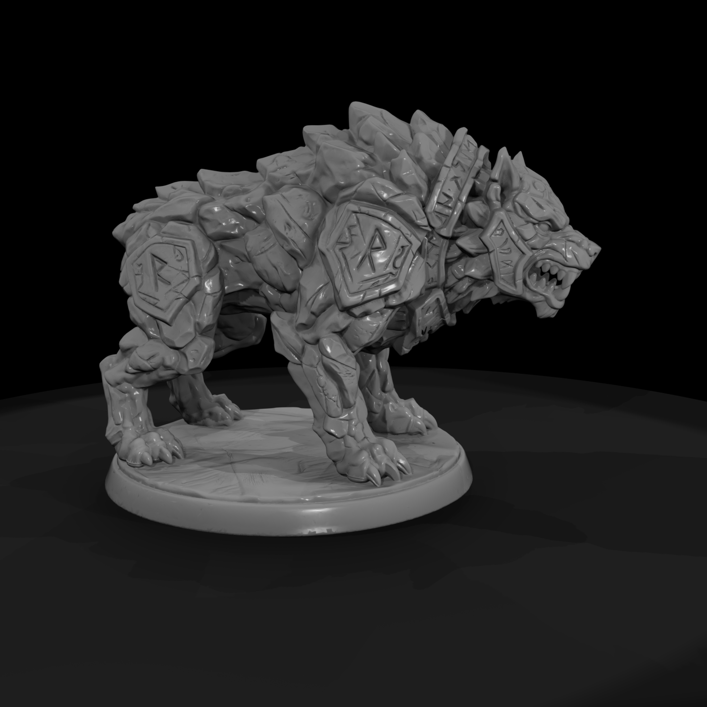 Rune-Carved Stone Sentinel Hound