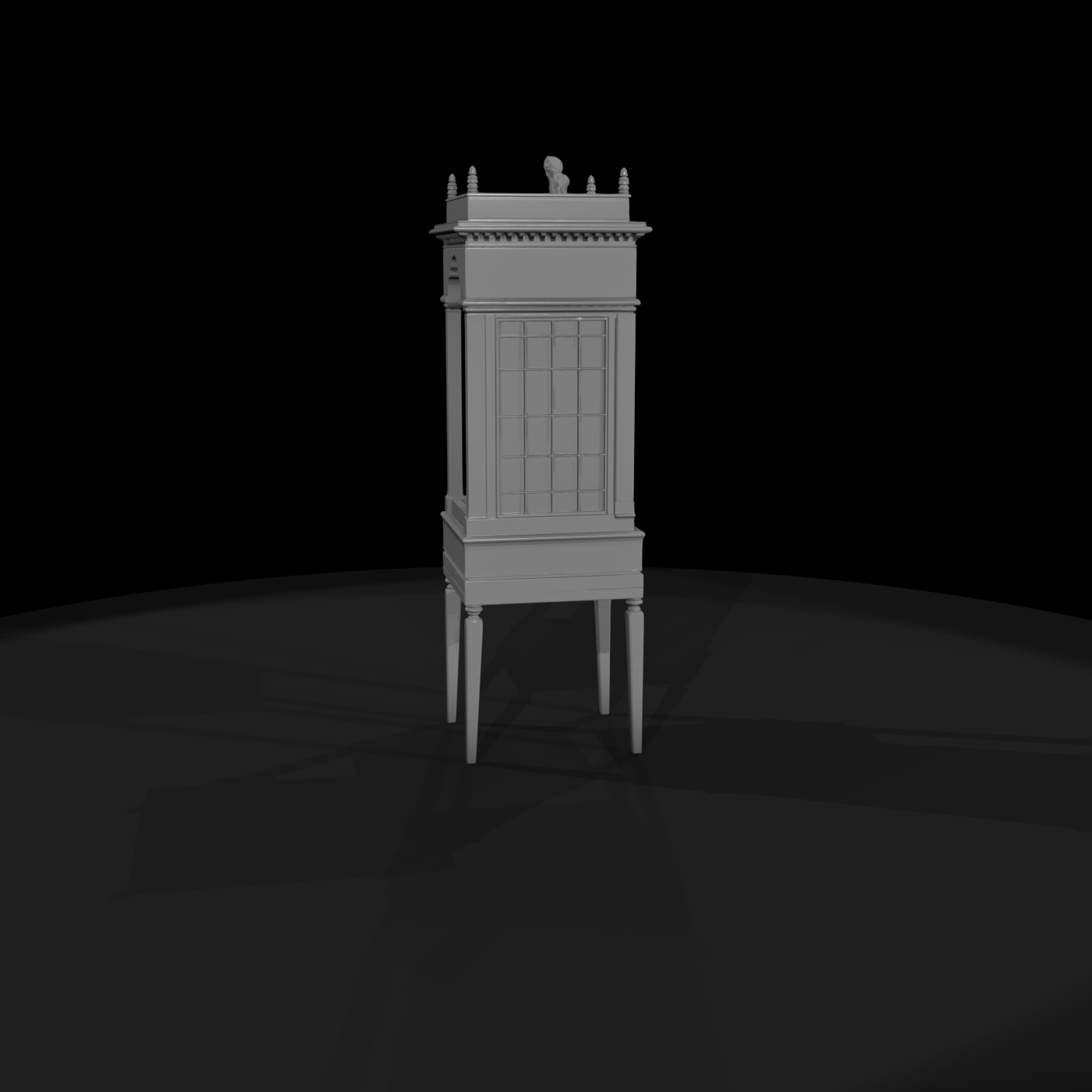 Neoclassical Tall Curio Display Cabinet 3D Model B