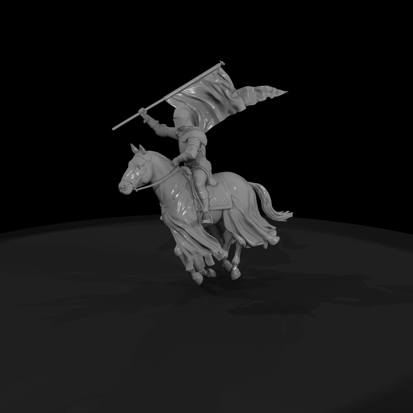 Knight on Galloping Horse — Mounted