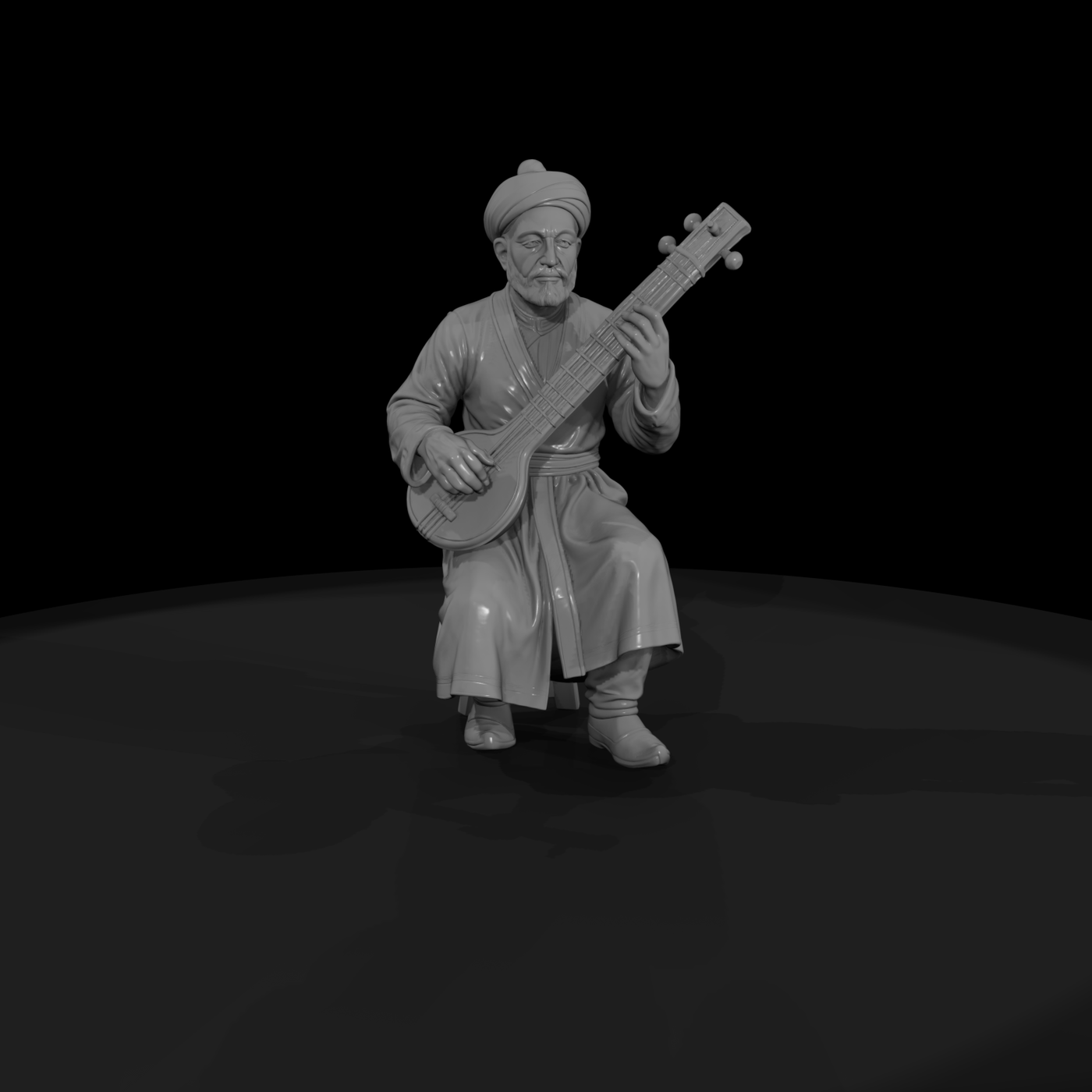 Hist 0232 Mughal Court Musician Miniature Figure