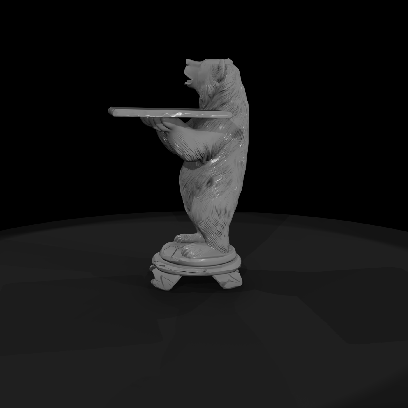 Stylized Carved Bear Accent Table — Serving Table