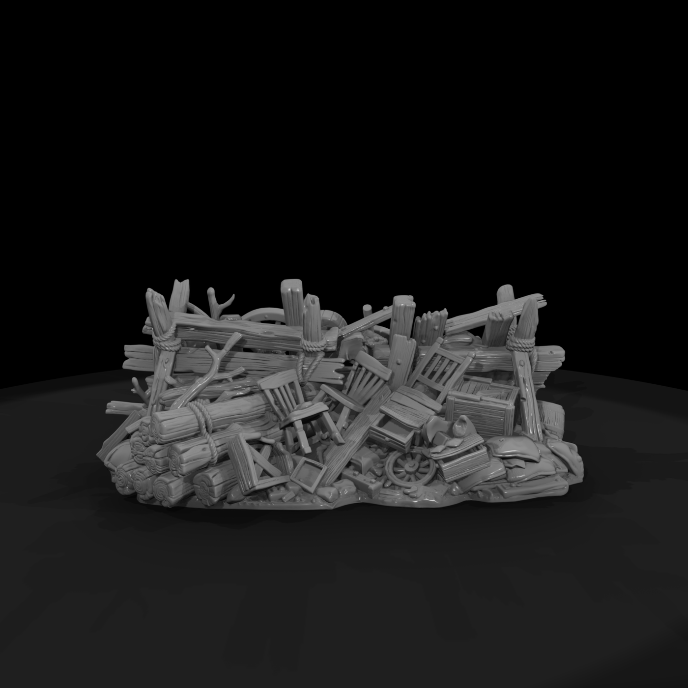 Improvised Wooden Street Barricade