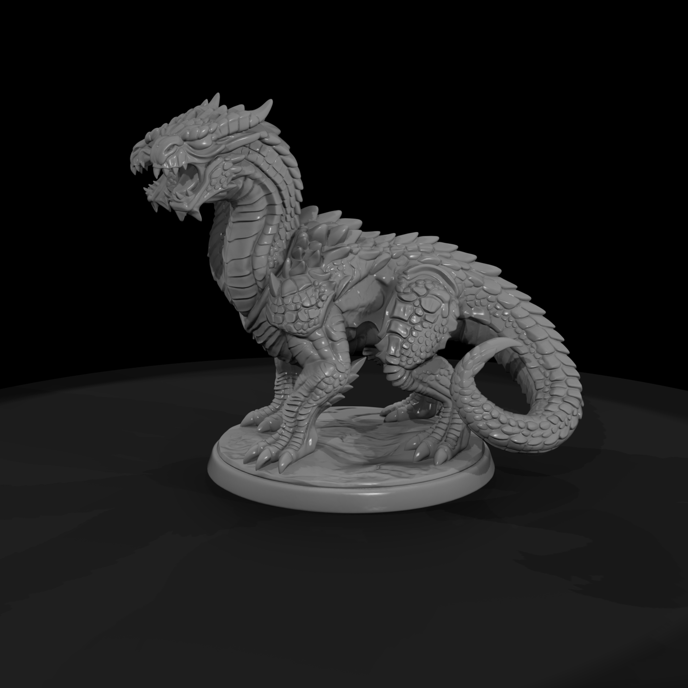 Stylized Two Headed Dragon Miniature 3D Model Cimx