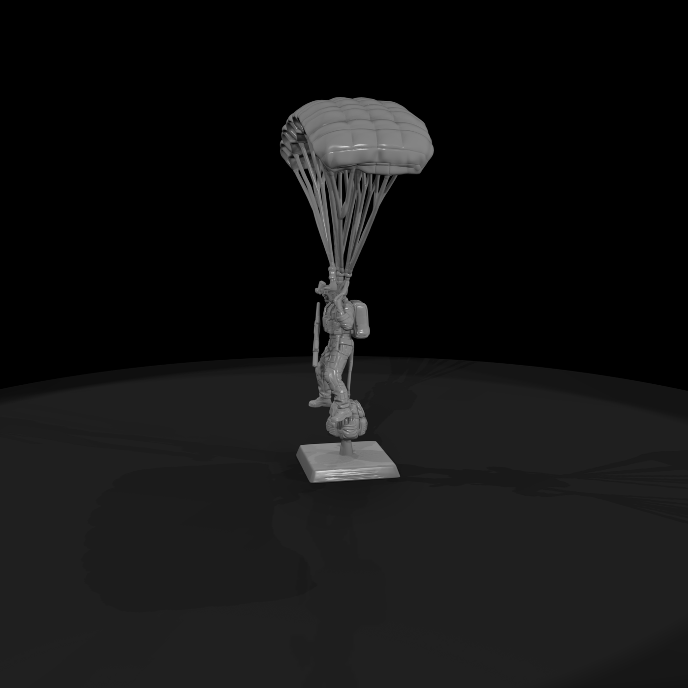 Paratrooper Under Open Canopy