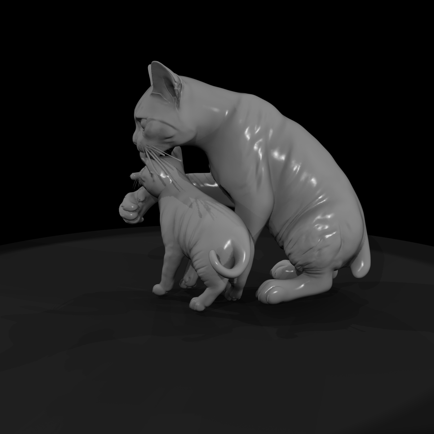 Parent Cat Grooming Kitten