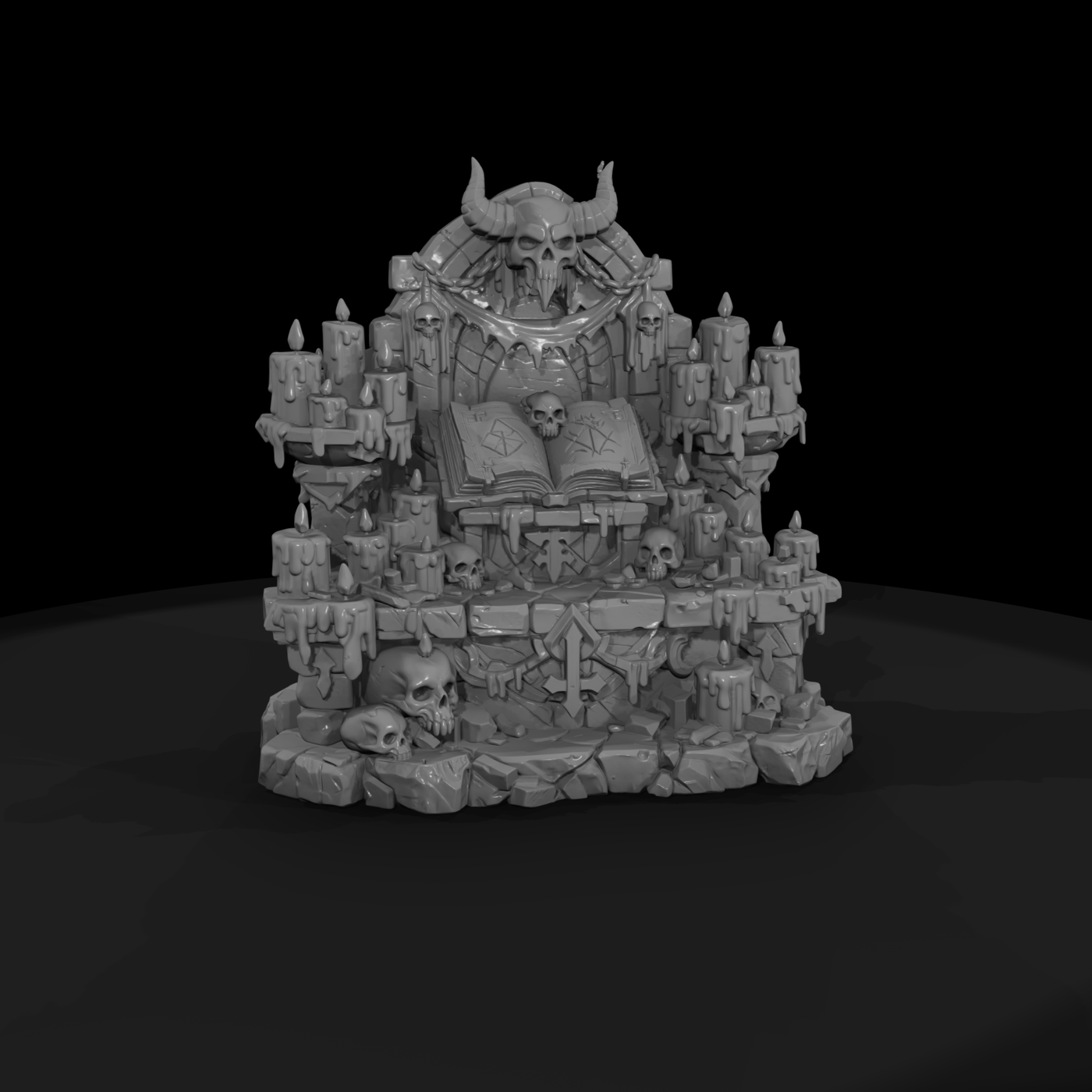 Skull-Crowned Ritual Candle Altar