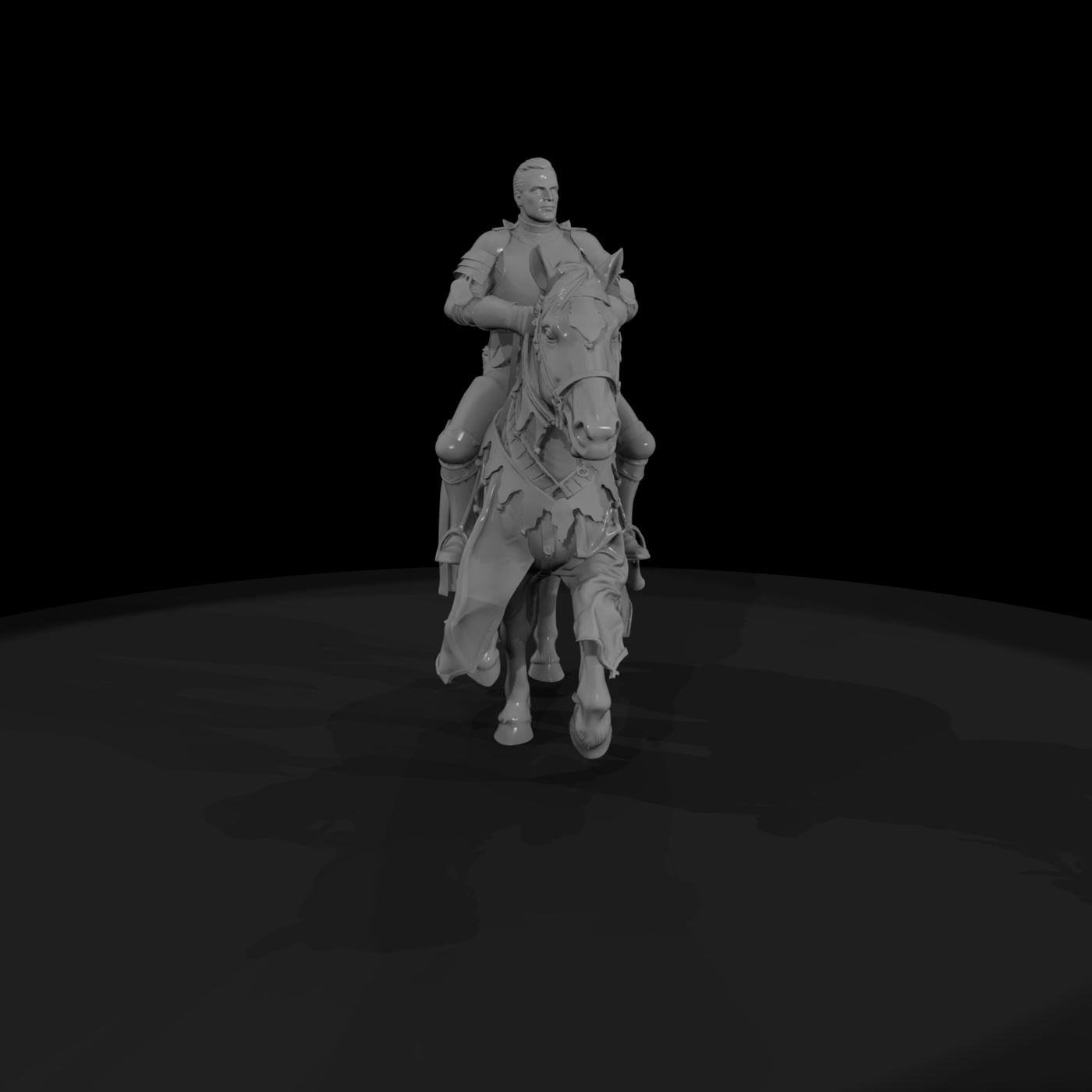 Mounted Knight on Horse — Paintable