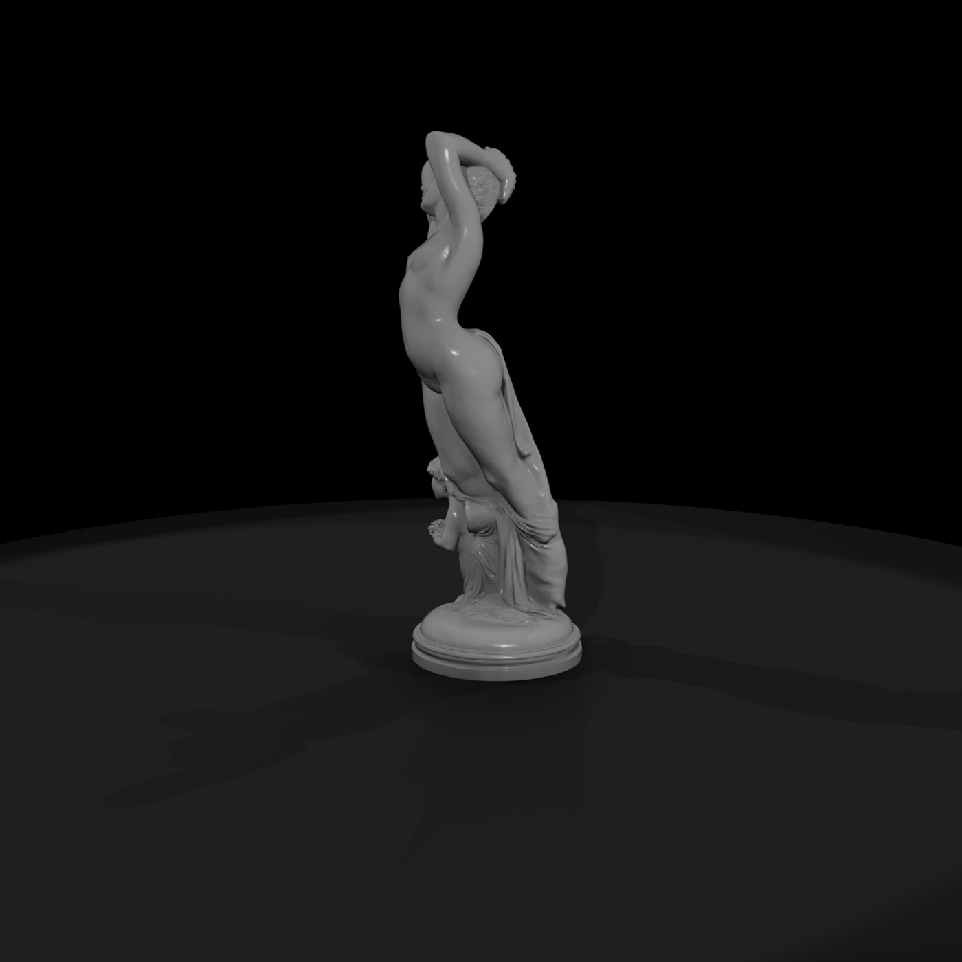 Neoclassical Putto & Draped Female Statuette