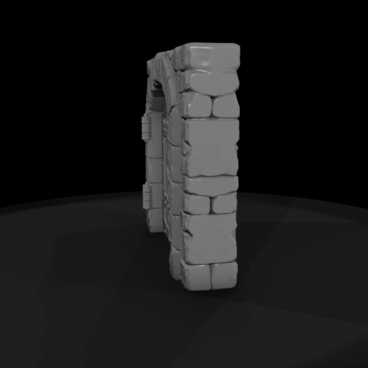 Stylized Medieval Arched Stone Door 3D Model Wut5N