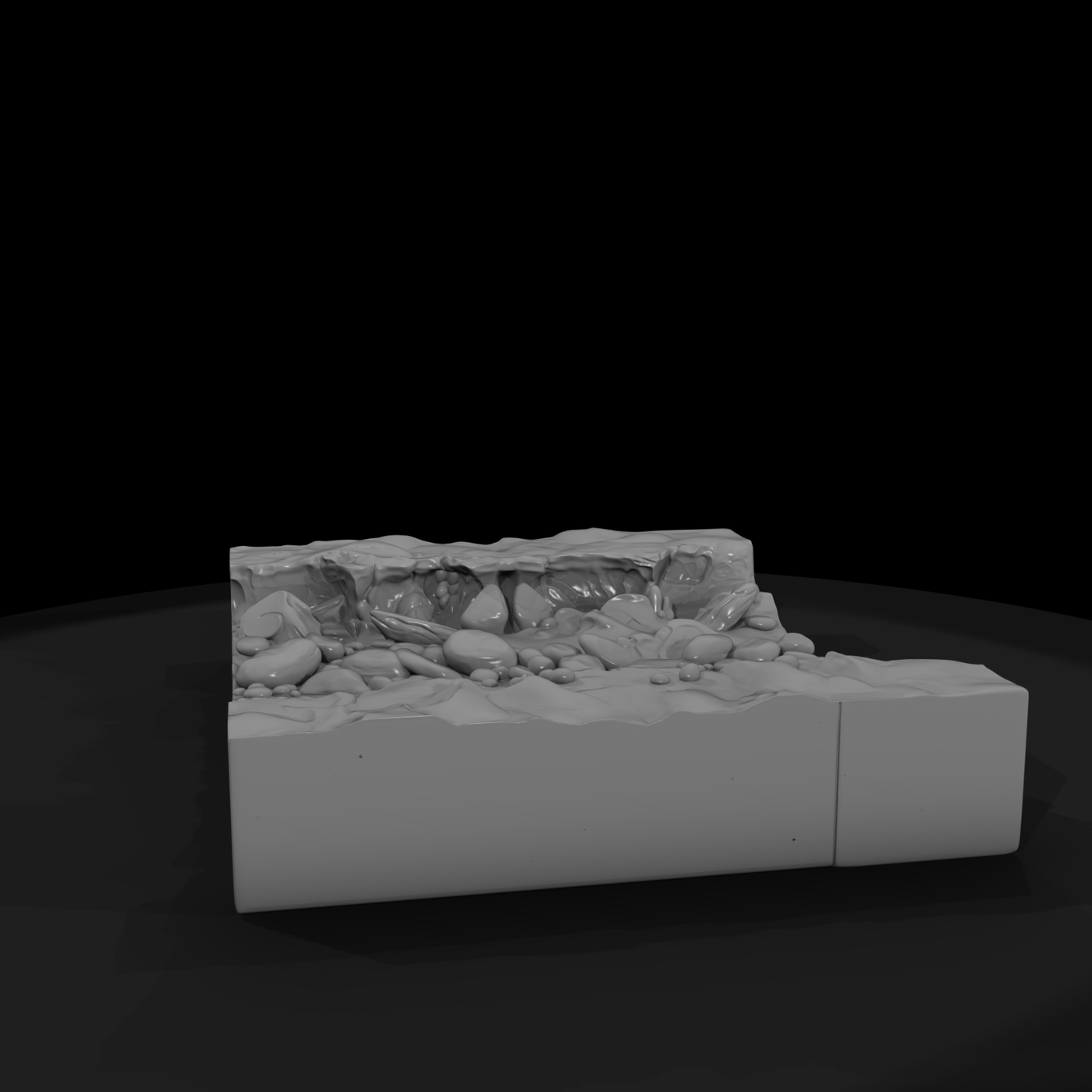 Sculpted Rocky Riverbed Terrain 3D Model Wuenvv08