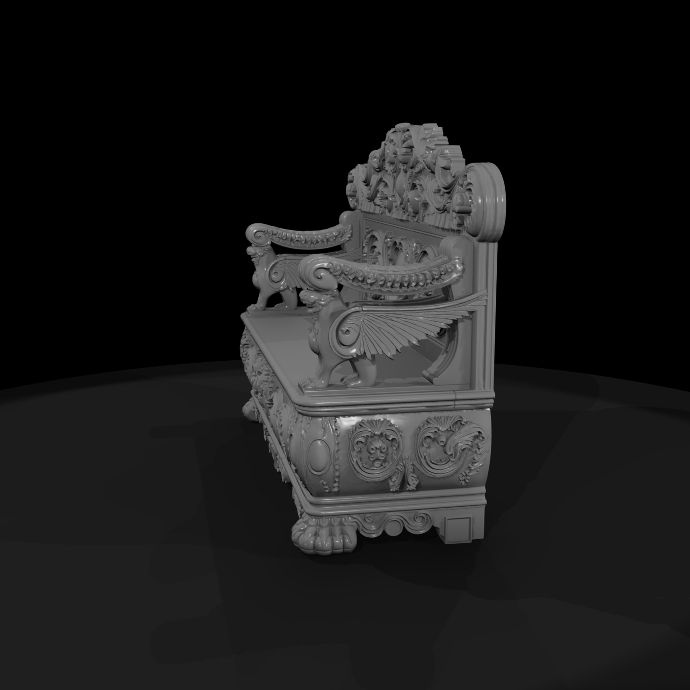 Baroque Carved Griffin Bench