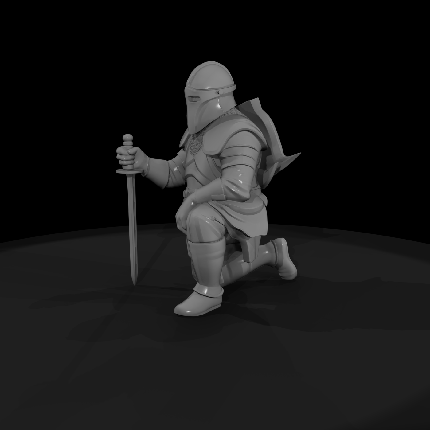 Stylized Seated Medieval Knight