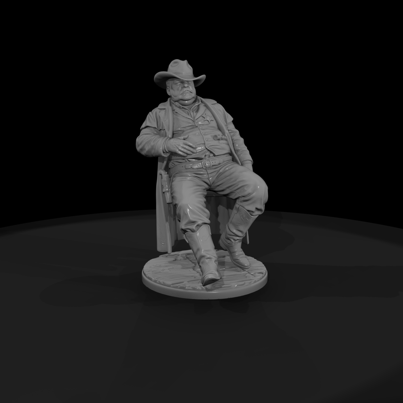 Old West Sheriff Dozing in His Chair