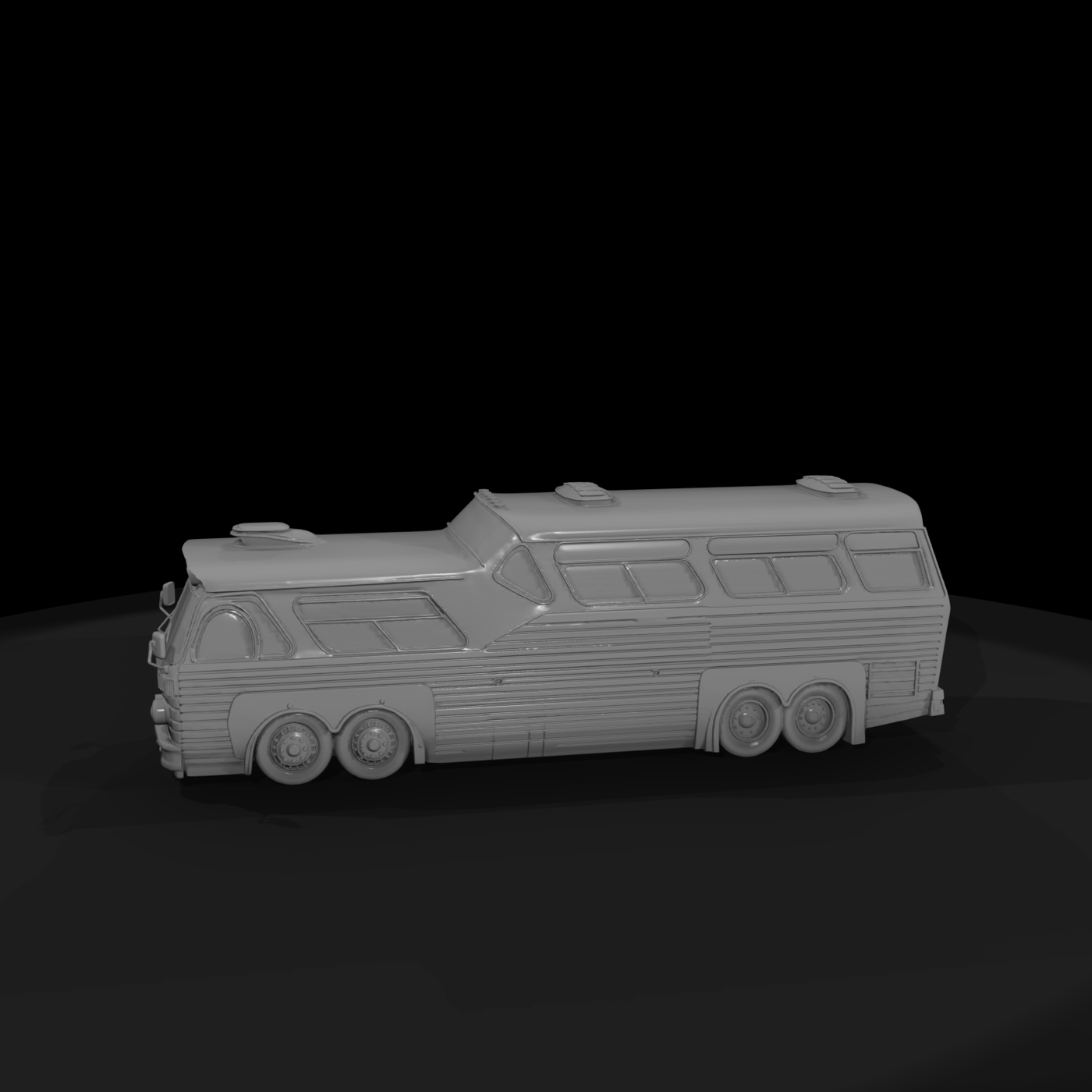 Flat Shaded Untextured Vintage Tour Bus 3D Model 0