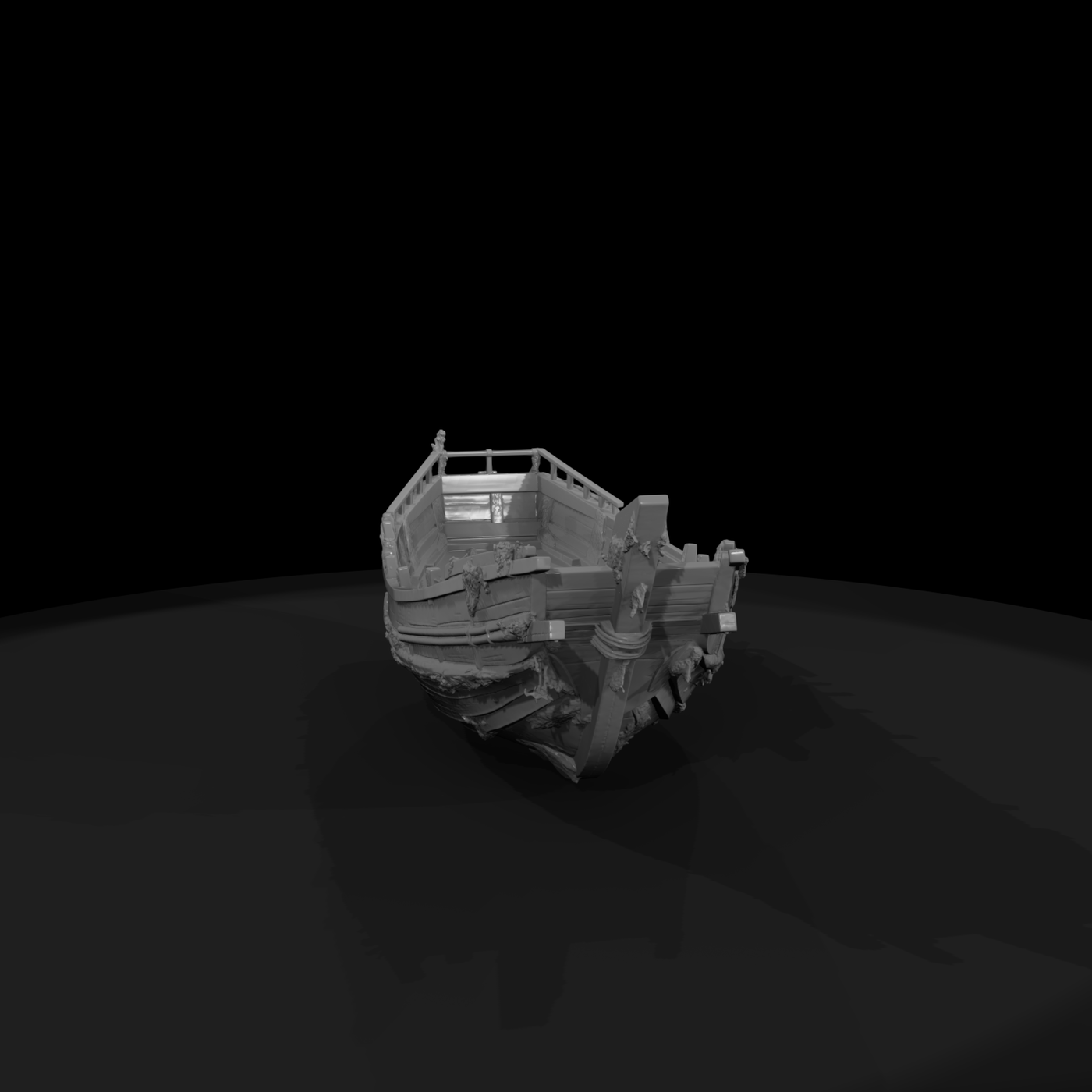 Stylized Sunken Wooden Shipwreck