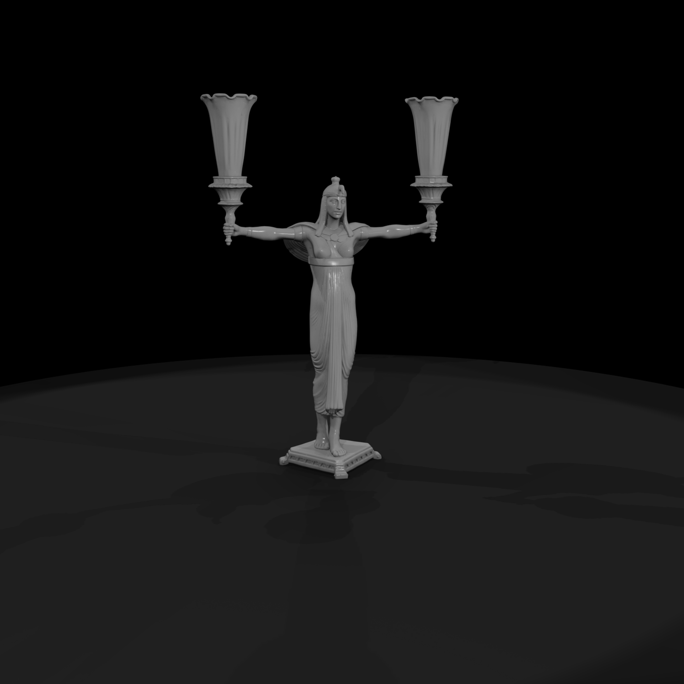 Egyptian Figural Torch Candelabra